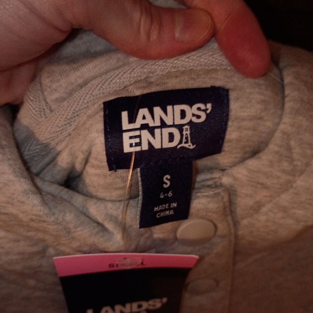 NWT Lands' End Gray Quilted Half Button Up Pullover S - Picture 4 of 7